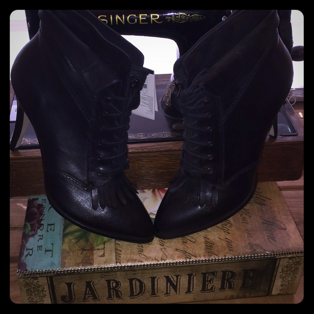 Black ankle boot lace up